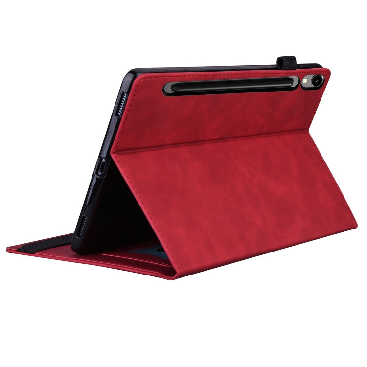 For Samsung Galaxy Tab S9 FE Splicing Shockproof Leather Tablet Case(Red) - Galaxy Tab S9 FE by buy2fix | Online Shopping UK | buy2fix