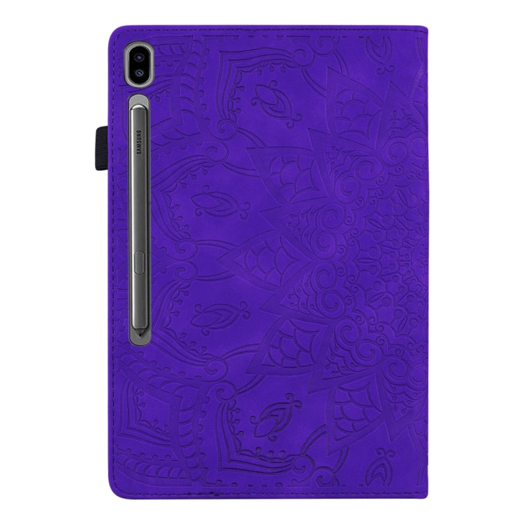 For Samsung Galaxy Tab S9 FE Calf Texture Embossed Leather Tablet Case(Purple) - Galaxy Tab S9 FE by buy2fix | Online Shopping UK | buy2fix