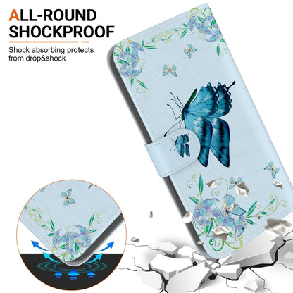 For iPhone SE 2024 Crystal Texture Colored Drawing Leather Phone Case(Blue Pansies) - More iPhone Cases by buy2fix | Online Shopping UK | buy2fix