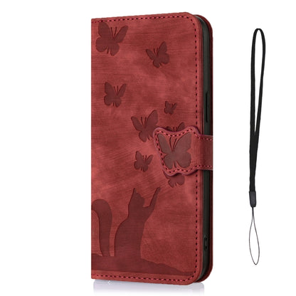 For Xiaomi Redmi 9 Butterfly Cat Embossing Flip Leather Phone Case(Red) - Xiaomi Cases by buy2fix | Online Shopping UK | buy2fix