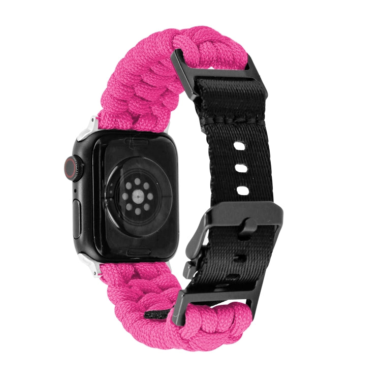 For Apple Watch Ultra 2 49mm Paracord Plain Braided Webbing Buckle Watch Band(Rose Red) - Watch Bands by buy2fix | Online Shopping UK | buy2fix