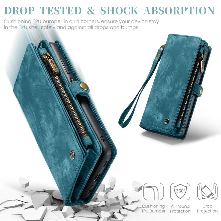 For Samsung Galaxy A15 5G CaseMe 008 Multifunctional Zipper Wallet Leather Phone Case with Lanyard(Blue) - Galaxy Phone Cases by CaseMe | Online Shopping UK | buy2fix