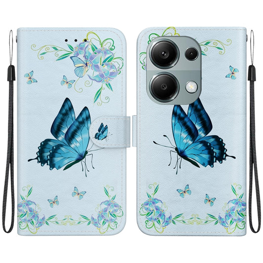 For Xiaomi Redmi Note 13 Pro 4G Crystal Texture Colored Drawing Leather Phone Case(Blue Pansies) - Note 13 Pro Cases by buy2fix | Online Shopping UK | buy2fix
