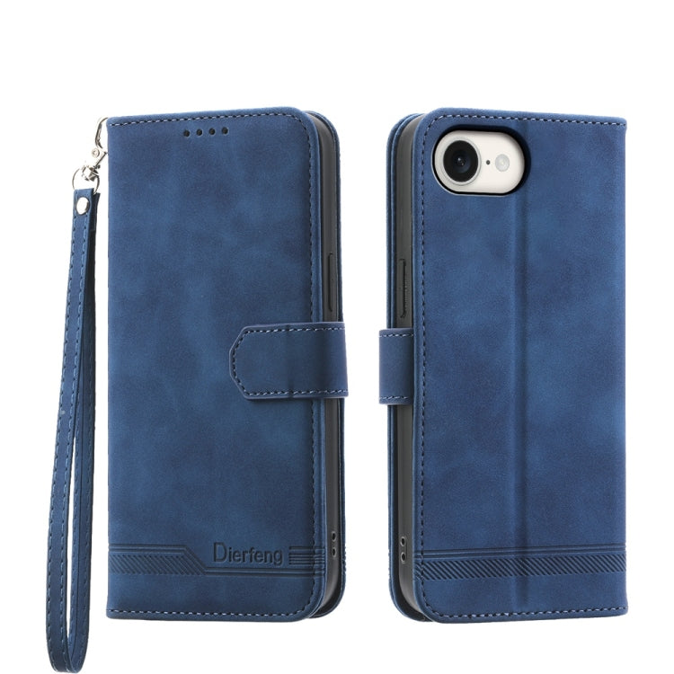 For iPhone SE 2024 Dierfeng Dream Line TPU + PU Leather Phone Case(Blue) - More iPhone Cases by buy2fix | Online Shopping UK | buy2fix