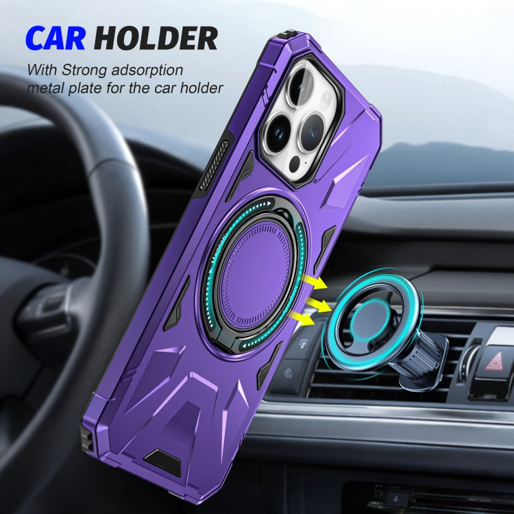 For iPhone 15 MagSafe Magnetic Shockproof Phone Case with Ring Holder(Purple) - iPhone 15 Cases by buy2fix | Online Shopping UK | buy2fix