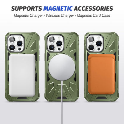 For iPhone 14 Plus MagSafe Magnetic Shockproof Phone Case with Ring Holder(Dark Green) - iPhone 14 Plus Cases by buy2fix | Online Shopping UK | buy2fix