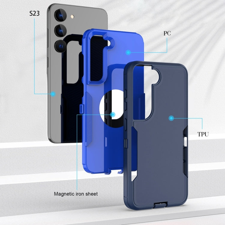 For Samsung Galaxy S25+ / S24+ 5G Magnetic 2 in 1 PC Hybrid TPU Phone Case(Royal Blue+Dark Blue) - Galaxy S24+ 5G Cases by buy2fix | Online Shopping UK | buy2fix