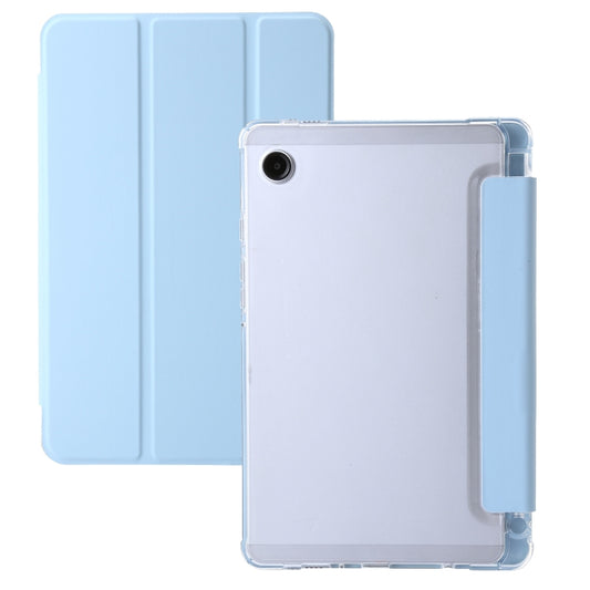 For Samsung Galaxy Tab A9+ 3-Fold Clear Acrylic Leather Tablet Case(Ice Blue) - Galaxy Tab A9+ by buy2fix | Online Shopping UK | buy2fix