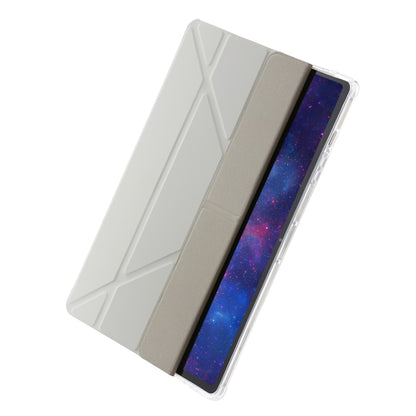 For Samsung Galaxy Tab S9+ Clear Acrylic Deformation Leather Tablet Case(Grey) - Galaxy Tab S9+ Cases by buy2fix | Online Shopping UK | buy2fix