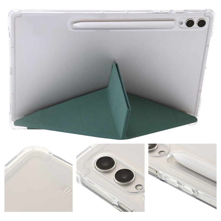 For Samsung Galaxy Tab S9 FE+ Clear Acrylic Deformation Leather Tablet Case(Deep Green) - Galaxy Tab S9 FE+ by buy2fix | Online Shopping UK | buy2fix