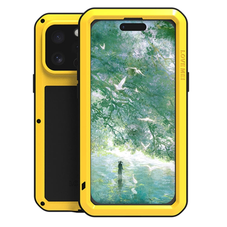 For iPhone 16 Pro LOVE MEI Metal Shockproof Life Waterproof Dustproof Phone Case(Yellow) - iPhone 16 Pro Cases by LOVE MEI | Online Shopping UK | buy2fix