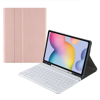 For Samsung Galaxy Tab S9 FE+ Square Cap Bluetooth Keyboard Leather Case with Pen Slot(Rose Gold) - Samsung Keyboard by buy2fix | Online Shopping UK | buy2fix