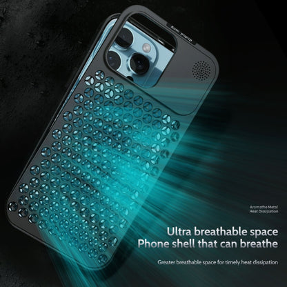 For iPhone 15 Pro Max R-JUST RJ58 Aromatherapy Metal Cooling Phone Case(Grey) - iPhone 15 Pro Max Cases by R-JUST | Online Shopping UK | buy2fix