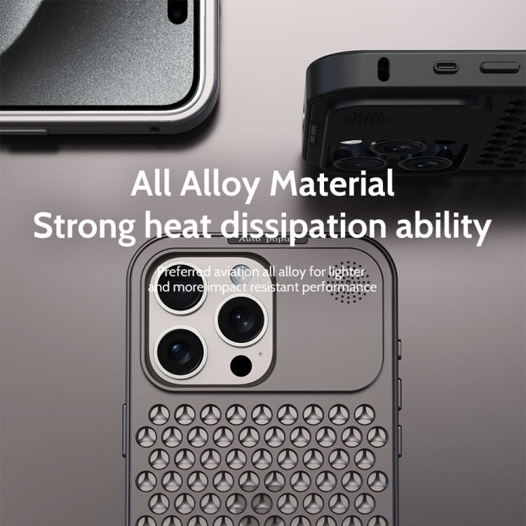 For iPhone 15 Pro Max R-JUST RJ58 Aromatherapy Metal Cooling Phone Case(Grey) - iPhone 15 Pro Max Cases by R-JUST | Online Shopping UK | buy2fix