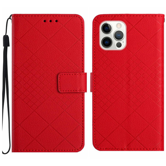 For iPhone 16 Pro Rhombic Grid Texture Leather Phone Case(Red) - iPhone 16 Pro Cases by buy2fix | Online Shopping UK | buy2fix