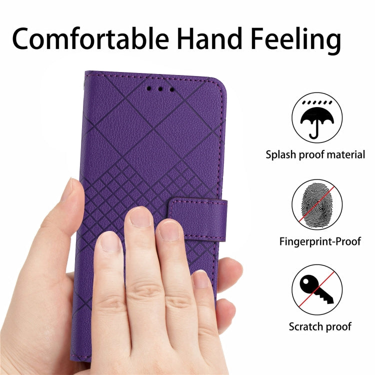 For iPhone 16 Rhombic Grid Texture Leather Phone Case(Purple) - iPhone 16 Cases by buy2fix | Online Shopping UK | buy2fix