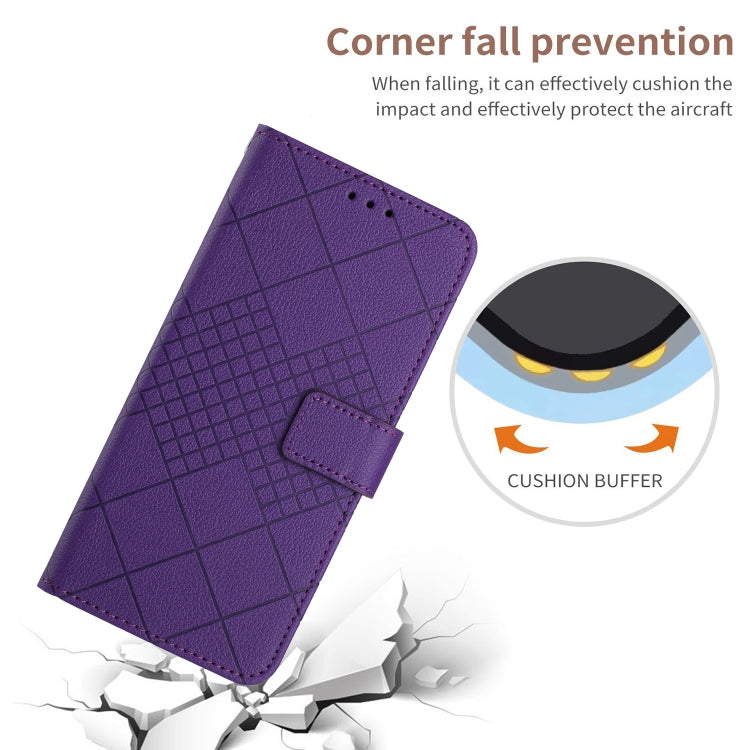 For iPhone 16 Rhombic Grid Texture Leather Phone Case(Purple) - iPhone 16 Cases by buy2fix | Online Shopping UK | buy2fix