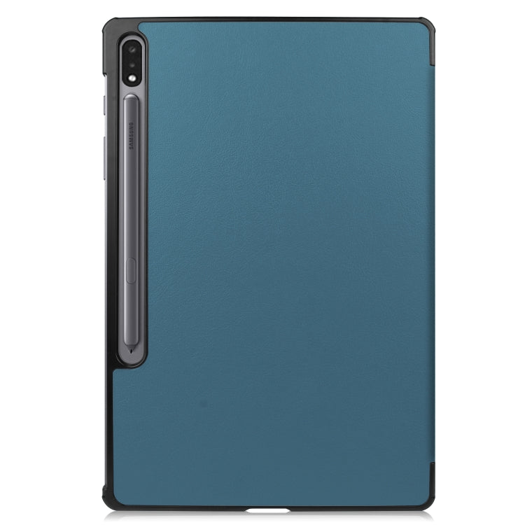 For Samsung Galaxy Tab S8+ / Tab S8 Plus /  Tab S7 FE / Tab S7+ Custer Texture Smart PU Leather Case with Sleep / Wake-up Function & 3-Fold Holder(Dark Green) - Galaxy Tab S8+ Cases by buy2fix | Online Shopping UK | buy2fix