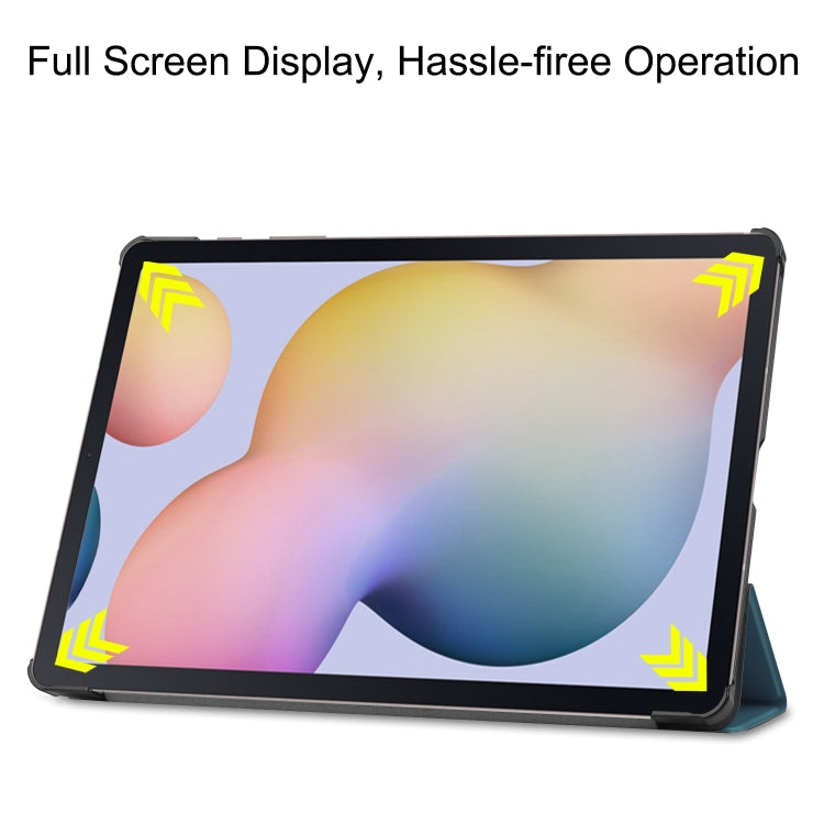 For Samsung Galaxy Tab S8+ / Tab S8 Plus /  Tab S7 FE / Tab S7+ Custer Texture Smart PU Leather Case with Sleep / Wake-up Function & 3-Fold Holder(Dark Green) - Galaxy Tab S8+ Cases by buy2fix | Online Shopping UK | buy2fix