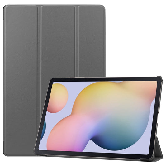 For Samsung Galaxy Tab S8+ / Tab S8 Plus /  Tab S7 FE / Tab S7+ Custer Texture Smart PU Leather Case with Sleep / Wake-up Function & 3-Fold Holder(Gray) - Galaxy Tab S8+ Cases by buy2fix | Online Shopping UK | buy2fix