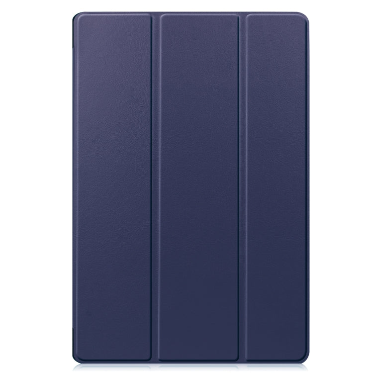 For Samsung Galaxy Tab S8+ / Tab S8 Plus /  Tab S7 FE / Tab S7+ Custer Texture Smart PU Leather Case with Sleep / Wake-up Function & 3-Fold Holder(Dark Blue) - Galaxy Tab S8+ Cases by buy2fix | Online Shopping UK | buy2fix