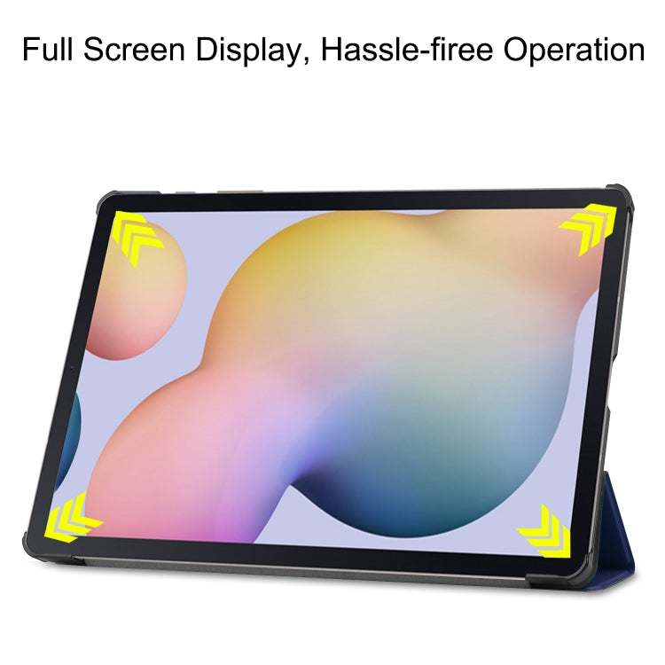 For Samsung Galaxy Tab S8+ / Tab S8 Plus /  Tab S7 FE / Tab S7+ Custer Texture Smart PU Leather Case with Sleep / Wake-up Function & 3-Fold Holder(Dark Blue) - Galaxy Tab S8+ Cases by buy2fix | Online Shopping UK | buy2fix