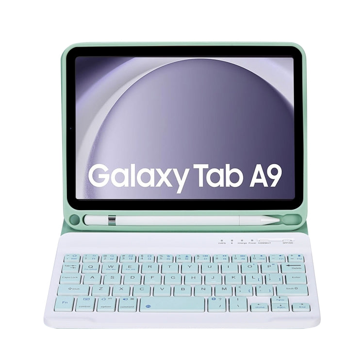 For Samsung Galaxy Tab A9 X110/X115 A221B Candy Color TPU Bluetooth Keyboard Leather Tablet Case with Pen Holder(Light Green) - Samsung Keyboard by buy2fix | Online Shopping UK | buy2fix