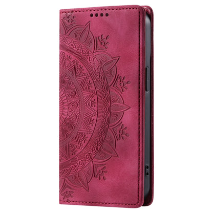 For iPhone 16 Totem Embossed Magnetic Leather Phone Case(Red) - iPhone 16 Cases by buy2fix | Online Shopping UK | buy2fix