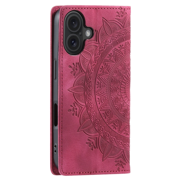 For iPhone 16 Totem Embossed Magnetic Leather Phone Case(Red) - iPhone 16 Cases by buy2fix | Online Shopping UK | buy2fix