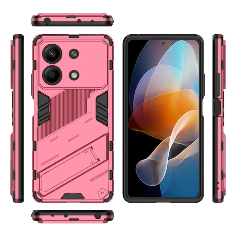 For Xiaomi Redmi Note 13R Pro 5G Punk Armor 2 in 1 PC + TPU Phone Case with Holder(Light Red) - Xiaomi Cases by buy2fix | Online Shopping UK | buy2fix