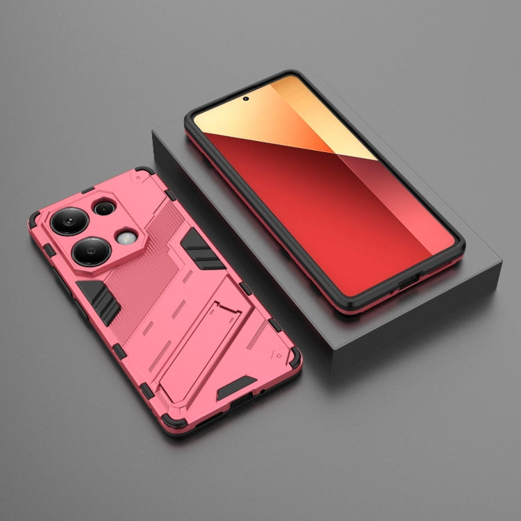For Xiaomi Redmi Note 13 Pro 4G Global Punk Armor 2 in 1 PC + TPU Phone Case with Holder(Light Red) - Note 13 Pro Cases by buy2fix | Online Shopping UK | buy2fix