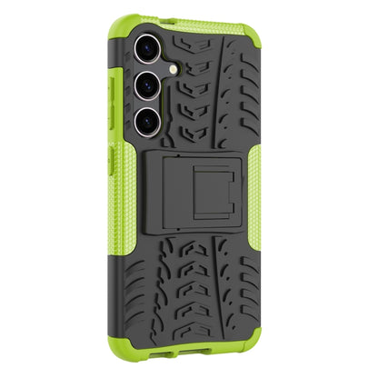 For Samsung Galaxy S24 5G Tire Texture TPU + PC Phone Case with Holder(Green) - Galaxy S24 5G Cases by buy2fix | Online Shopping UK | buy2fix