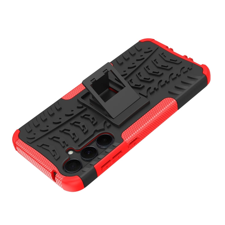 For Samsung Galaxy A35 5G Tire Texture TPU + PC Phone Case with Holder(Red) - Galaxy Phone Cases by buy2fix | Online Shopping UK | buy2fix