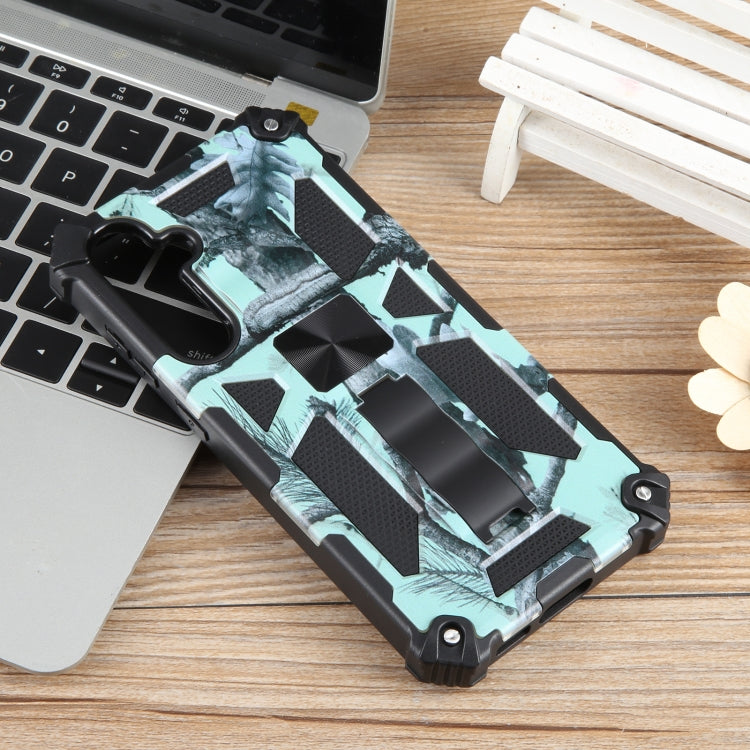 For Samsung Galaxy S23 FE 5G Camouflage Armor Kickstand TPU + PC Magnetic Phone Case(Mint Green) - Galaxy S23 FE 5G Cases by buy2fix | Online Shopping UK | buy2fix