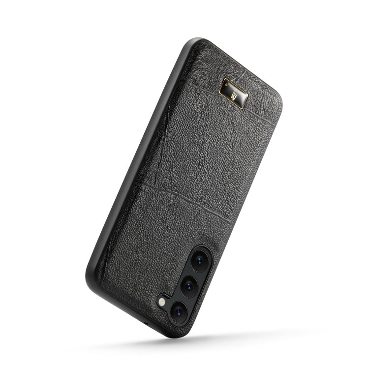 For Samsung Galaxy S24+ 5G Fierre Shann Leather Texture Phone Back Cover Case(Ox Tendon Black) - Galaxy S24+ 5G Cases by FIERRE SHANN | Online Shopping UK | buy2fix