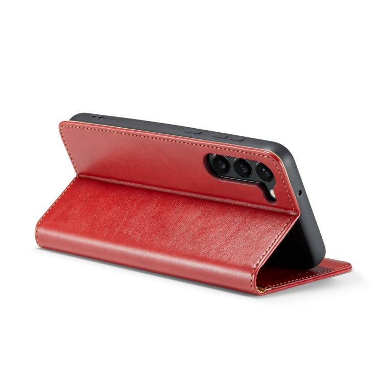 For Samsung Galaxy S24 5G Fierre Shann PU Genuine Leather Texture Phone Case(Red) - Galaxy S24 5G Cases by FIERRE SHANN | Online Shopping UK | buy2fix