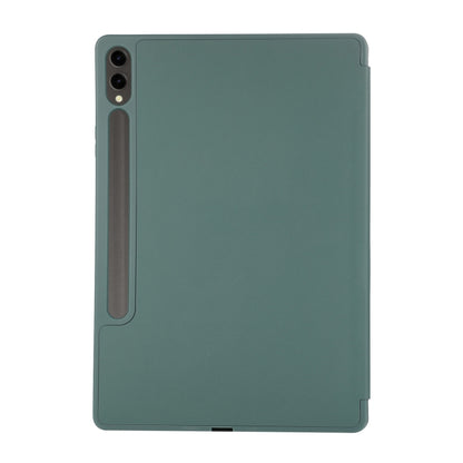 For Samsung Galaxy Tab S9 FE+ 3-Fold Pure Color TPU Leather Tablet Case with Pen Slot(Dark Green) - Galaxy Tab S9 FE+ by buy2fix | Online Shopping UK | buy2fix