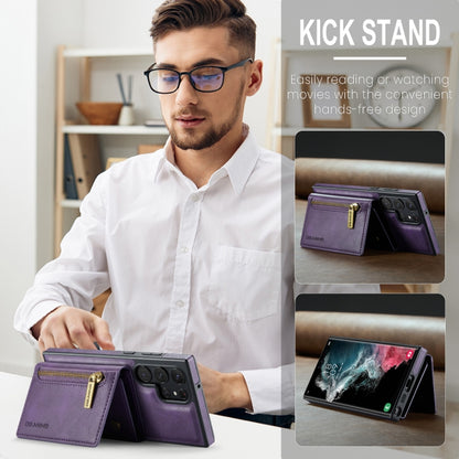 For Samsung Galaxy S22 Ultra DG.MING M5 Series Zip RFID Multi Card Detachable Leather Phone Case(Purple) - Galaxy S22 Ultra 5G Cases by DG.MING | Online Shopping UK | buy2fix