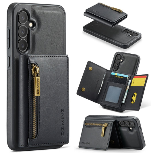 For Samsung Galaxy S24 FE 5G DG.MING M5 Series Zip RFID Multi Card Detachable Leather Phone Case(Black) - Galaxy S24 FE 5G Cases by DG.MING | Online Shopping UK | buy2fix