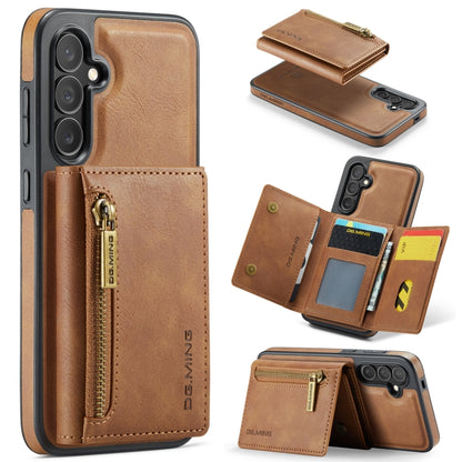 For Samsung Galaxy S24 FE 5G DG.MING M5 Series Zip RFID Multi Card Detachable Leather Phone Case(Brown) - Galaxy S24 FE 5G Cases by DG.MING | Online Shopping UK | buy2fix