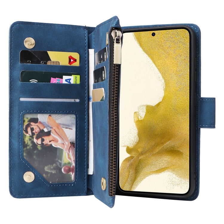 For Samsung Galaxy S23+ 5G Multifunctional Frosted Zipper Wallet Leather Phone Case(Blue) - Galaxy S23+ 5G Cases by buy2fix | Online Shopping UK | buy2fix