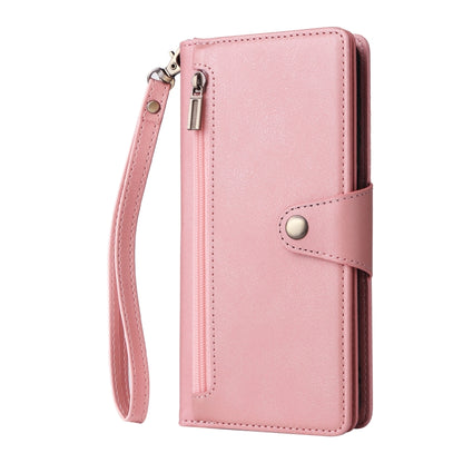 For Samsung Galaxy A15 5G Rivet Buckle 9 Cards 3-Fold Wallet Leather Phone Case(Rose Gold) - Galaxy Phone Cases by buy2fix | Online Shopping UK | buy2fix