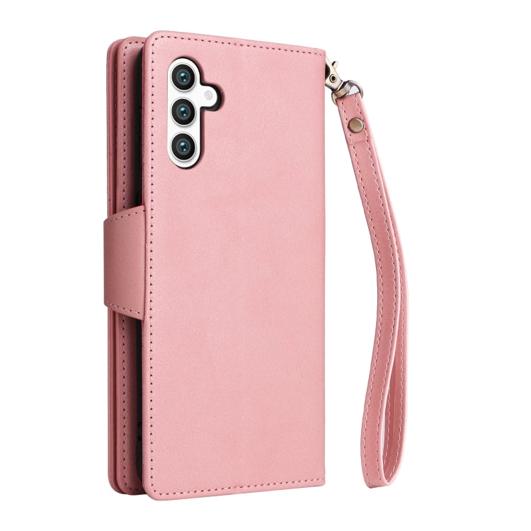 For Samsung Galaxy S24+ 5G Rivet Buckle 9 Cards 3-Fold Wallet Leather Phone Case(Rose Gold) - Galaxy S24+ 5G Cases by buy2fix | Online Shopping UK | buy2fix