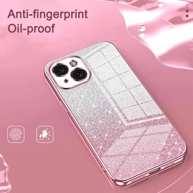 For iPhone 16 Gradient Glitter Powder Electroplated Phone Case(Pink) - iPhone 16 Cases by buy2fix | Online Shopping UK | buy2fix