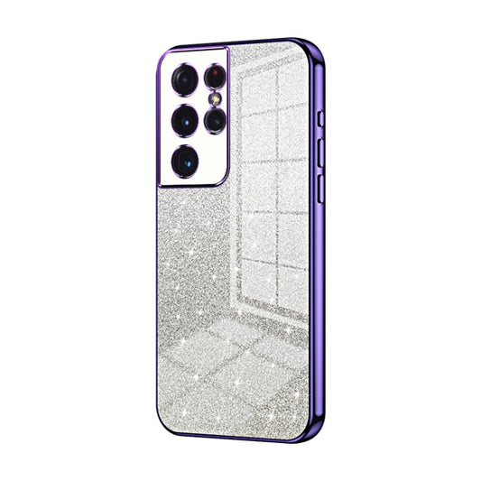 For Samsung Galaxy S21 Ultra 5G Gradient Glitter Powder Electroplated Phone Case(Purple) - Galaxy S21 Ultra 5G Cases by buy2fix | Online Shopping UK | buy2fix