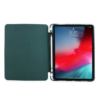 For iPad Air 13 2024 / Pro 12.9 2022 / 2021 Multi-folding TPU Leather Tablet Case with Holder & Pen Slot(Deep Green) - iPad Pro 12.9 (2018) Cases by buy2fix | Online Shopping UK | buy2fix