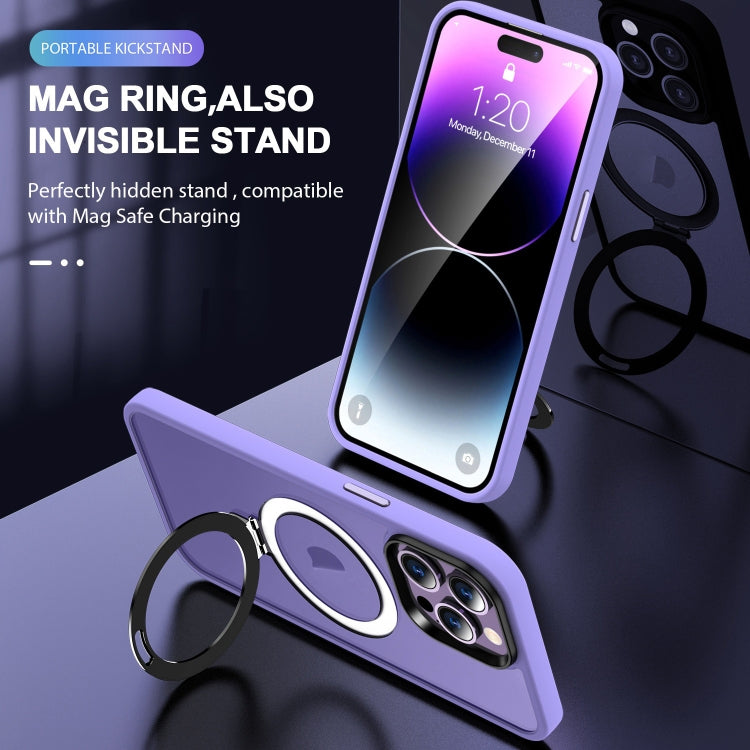 For iPhone 14 Pro Max MagSafe Holder Skin-feel PC Hybrid TPU Phone Case(Purple) - iPhone 14 Pro Max Cases by buy2fix | Online Shopping UK | buy2fix