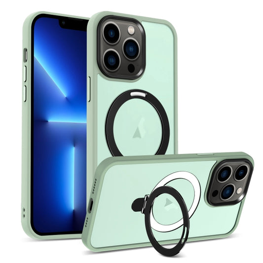 For iPhone 13 Pro MagSafe Holder Skin-feel PC Hybrid TPU Phone Case(Matcha Green) - iPhone 13 Pro Cases by buy2fix | Online Shopping UK | buy2fix