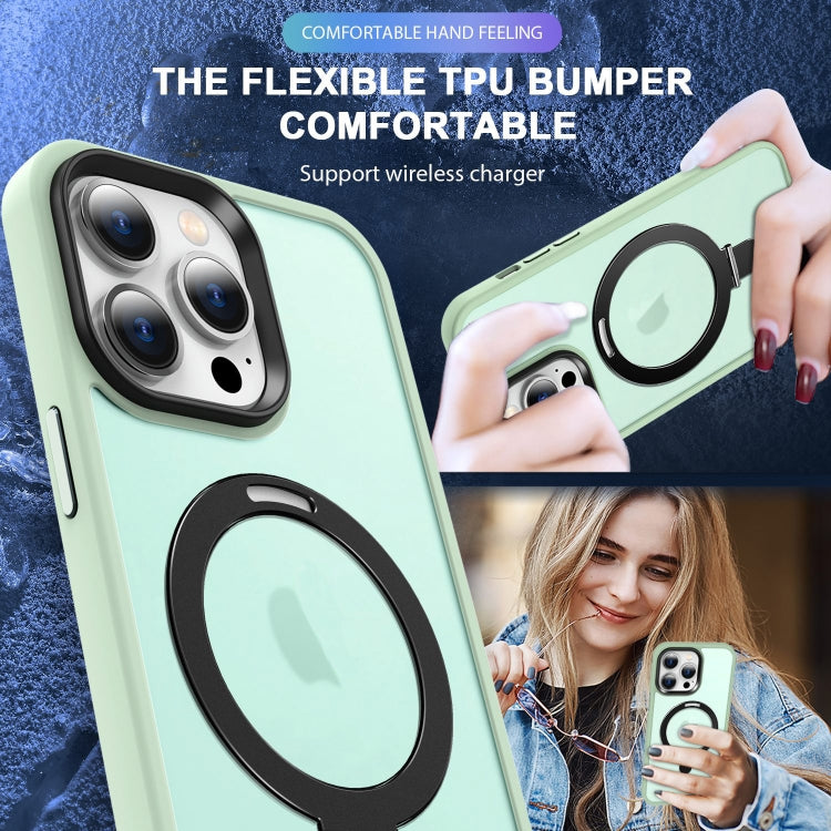 For iPhone 12 Pro Max MagSafe Holder Skin-feel PC Hybrid TPU Phone Case(Matcha Green) - iPhone 12 Pro Max Cases by buy2fix | Online Shopping UK | buy2fix