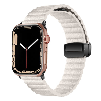 For Apple Watch Series 6 40mm Water Ripple Magnetic Folding Buckle Watch Band, Style: Bold Version(Starlight Color) - Watch Bands by buy2fix | Online Shopping UK | buy2fix